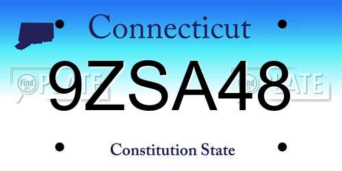 9ZSA48 Connecticut License Plate