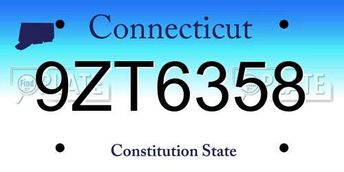 9ZT6358 Connecticut License Plate