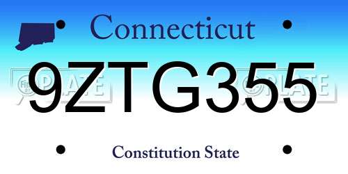 9ZTG355 Connecticut License Plate