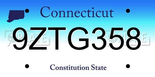 9ZTG358 Connecticut License Plate