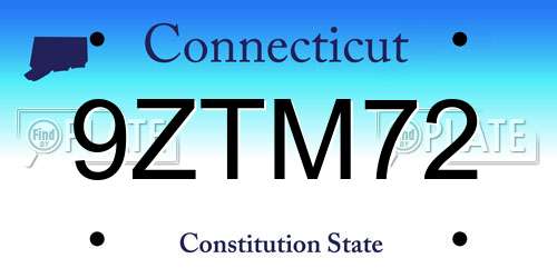 9ZTM72 Connecticut License Plate