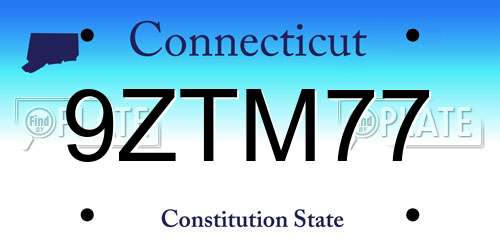 9ZTM77 Connecticut License Plate