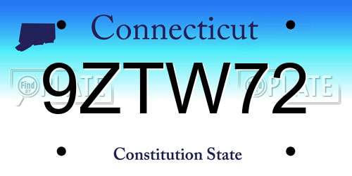 9ZTW72 Connecticut License Plate