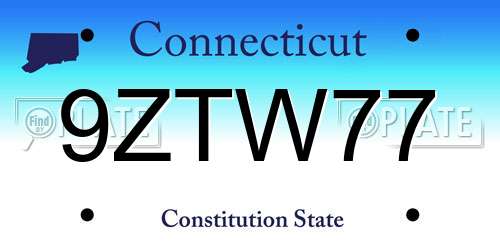 9ZTW77 Connecticut License Plate