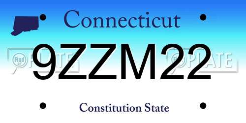 9ZZM22 Connecticut License Plate