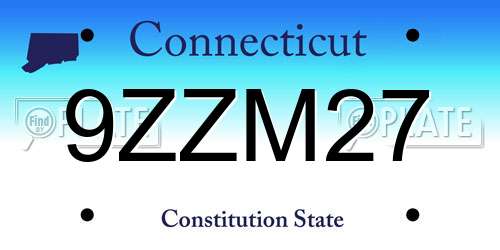 9ZZM27 Connecticut License Plate
