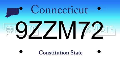 9ZZM72 Connecticut License Plate
