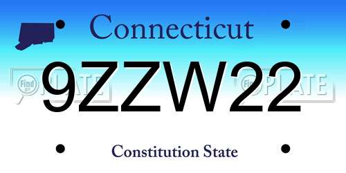 9ZZW22 Connecticut License Plate