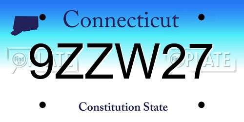 9ZZW27 Connecticut License Plate