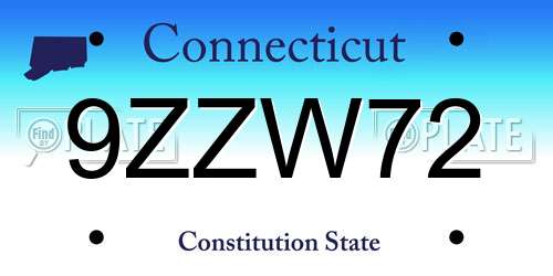 9ZZW72 Connecticut License Plate