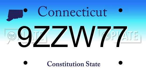 9ZZW77 Connecticut License Plate