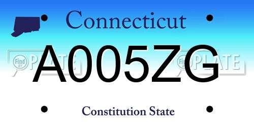 A005ZG Connecticut License Plate