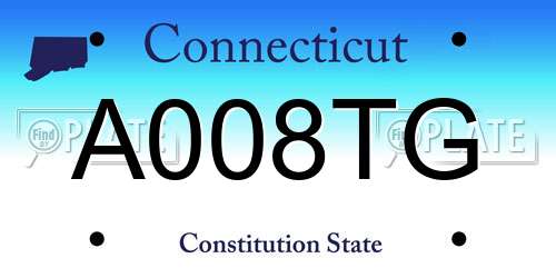 A008TG Connecticut License Plate
