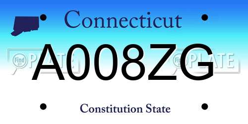 A008ZG Connecticut License Plate
