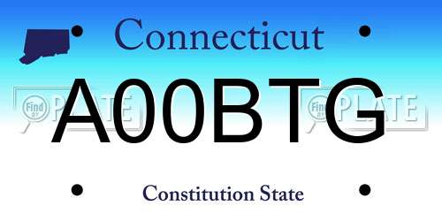 A00BTG Connecticut License Plate