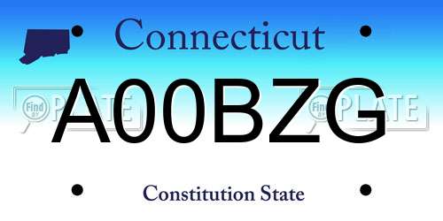 A00BZG Connecticut License Plate