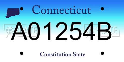 A01254B Connecticut License Plate