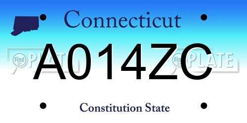 A014ZC Connecticut License Plate