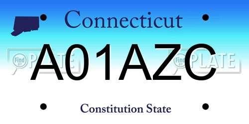 A01AZC Connecticut License Plate