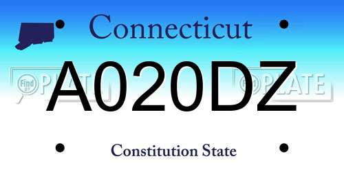 A020DZ Connecticut License Plate