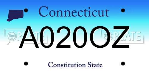 A020OZ Connecticut License Plate