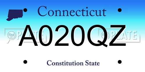 A020QZ Connecticut License Plate