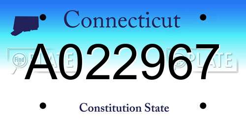 A022967 Connecticut License Plate