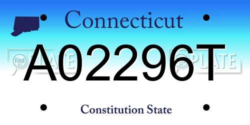 A02296T Connecticut License Plate