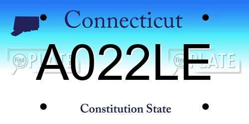 A022LE Connecticut License Plate