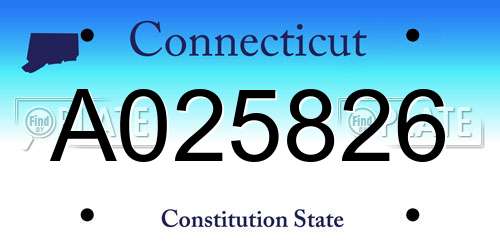 A025826 Connecticut License Plate