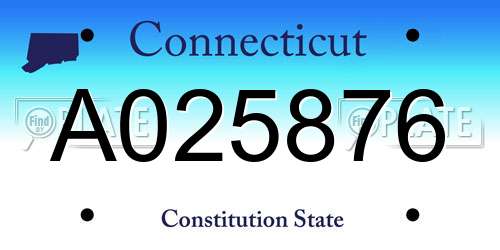 A025876 Connecticut License Plate
