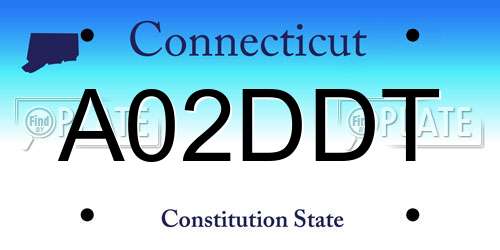 A02DDT Connecticut License Plate
