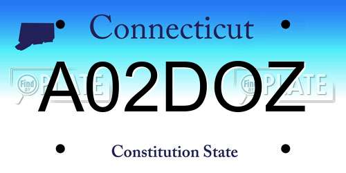 A02DOZ Connecticut License Plate