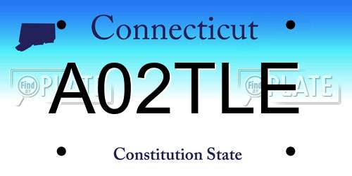 A02TLE Connecticut License Plate