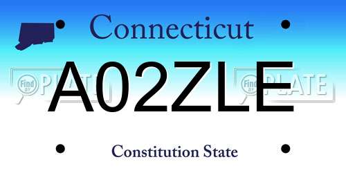 A02ZLE Connecticut License Plate