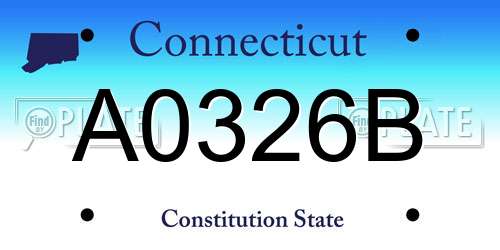 A0326B Connecticut License Plate