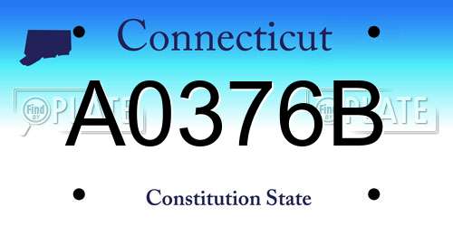 A0376B Connecticut License Plate