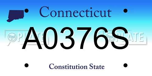 A0376S Connecticut License Plate