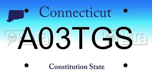 A03TGS Connecticut License Plate