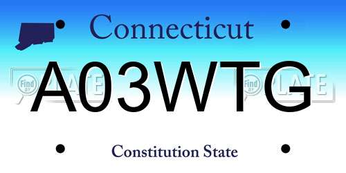 A03WTG Connecticut License Plate