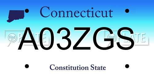 A03ZGS Connecticut License Plate