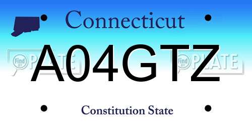 A04GTZ Connecticut License Plate
