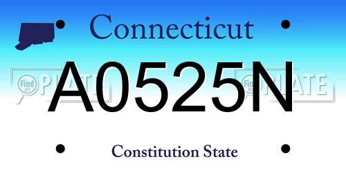A0525N Connecticut License Plate
