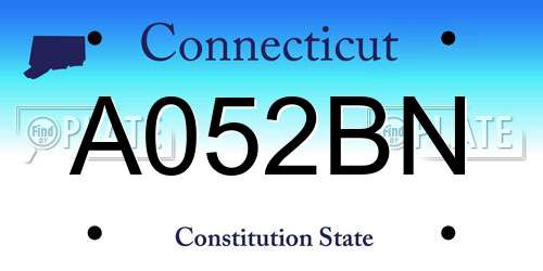 A052BN Connecticut License Plate