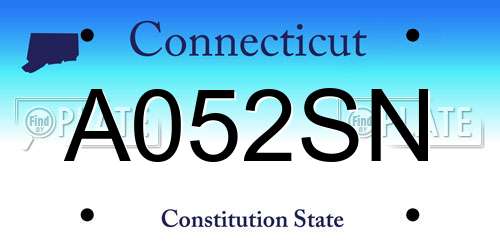 A052SN Connecticut License Plate
