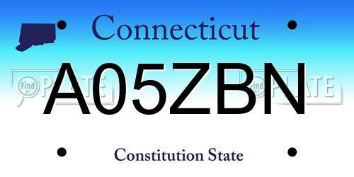 A05ZBN Connecticut License Plate
