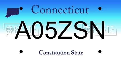 A05ZSN Connecticut License Plate