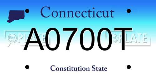 A0700T Connecticut License Plate
