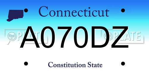 A070DZ Connecticut License Plate
