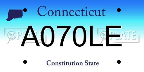 A070LE Connecticut License Plate